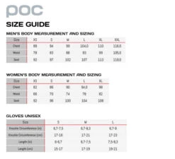 POC Resistance Layer Tights -Utah Ski Gear Store POC SizeChart