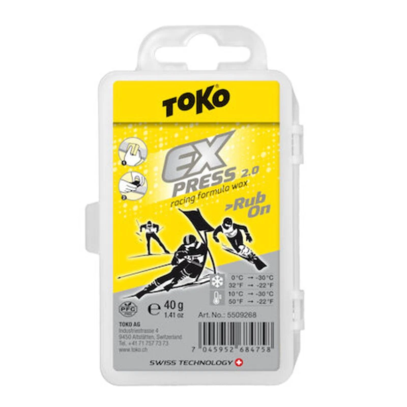 Toko Express Racing Rub-on Ski Wax 40g - Fluoro Free 1 Toko Express Racing Rub-on Ski Wax 40g - Fluoro Free